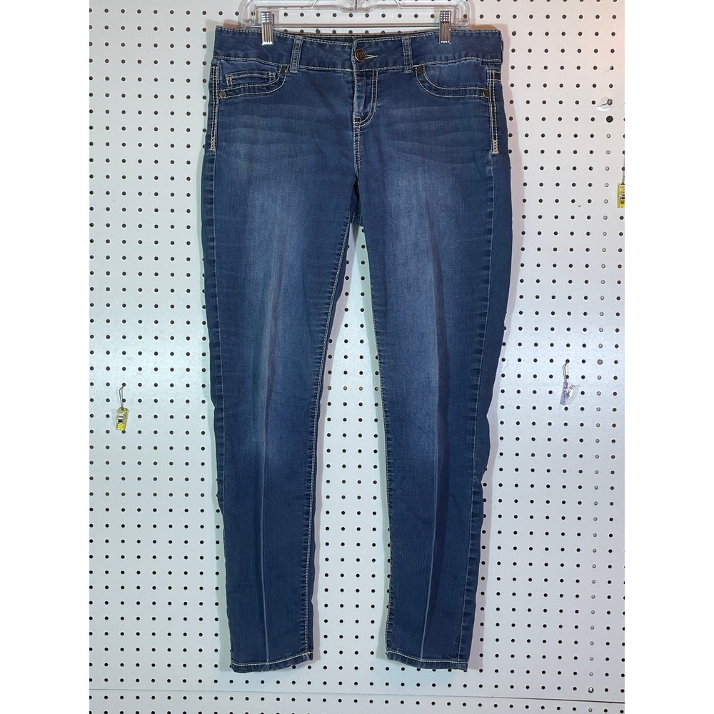 Maurices Womens Dark Wash Skinny Jeans Size L-R Blue Denim Mid Rise 80906
